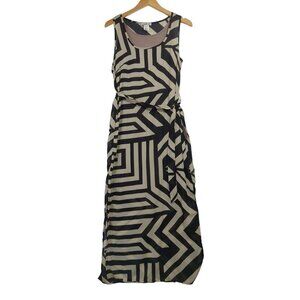 Robbie Bee Maxi Dress Womens 4 Sleeveless Lightweight Black Beige